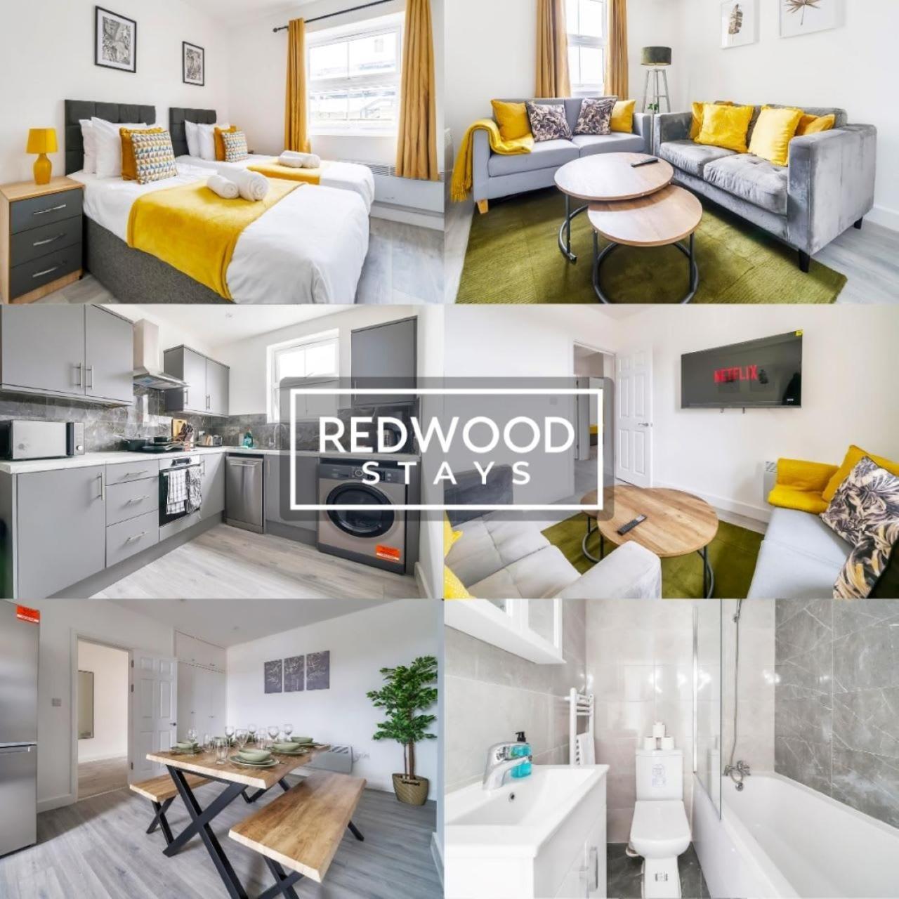 Brand New, 2 Bed 1 Bath, Modern Town Center Apartment, Free Wifi & Netflix By Redwood Stays オールダーショット エクステリア 写真